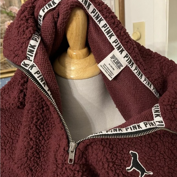 Pink Victoria's Secret Sweater Jacket, Purple Pullover with Zipper, Women’s Sz M - Picture 4 of 5